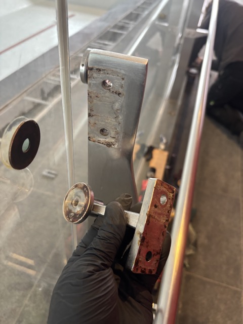 Stainless steel base plate before restoration