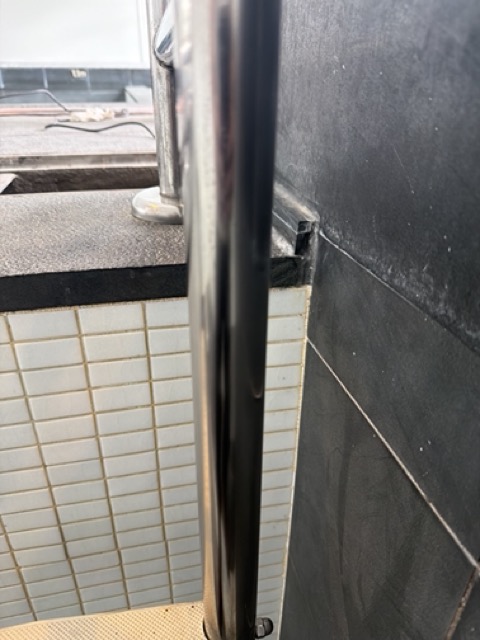 Stainless steel balustrade post after restoration
